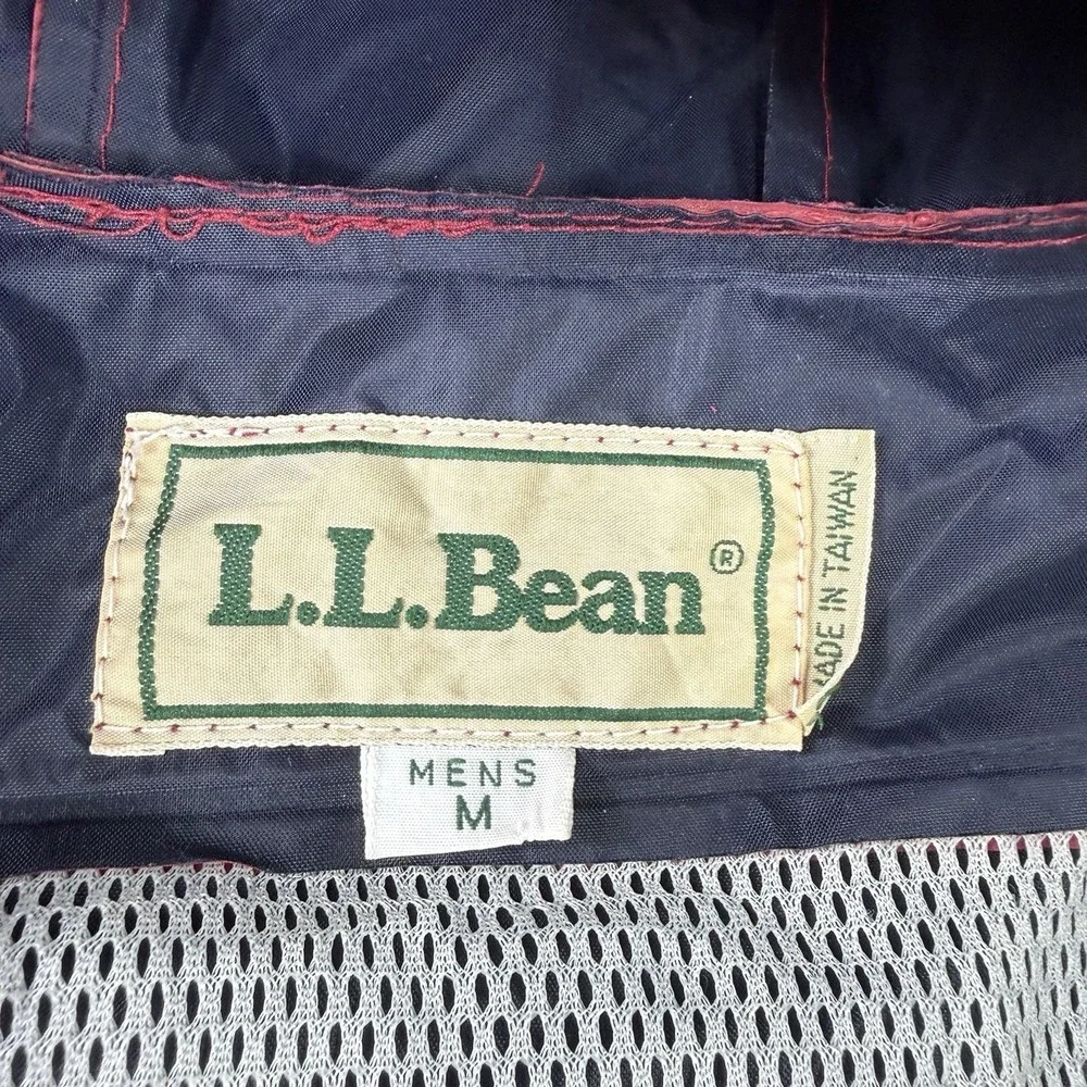 Vintage 90's LL Bean PVC Suit Red Rain Boat Jacket Hooded Coat Pant Mens Medium‎